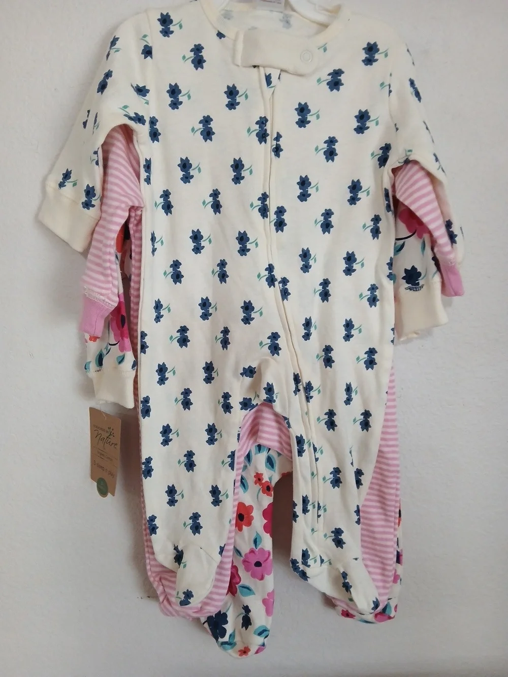 Touched by Nature Baby Girls Organic Cotton Zipper Sleep and Play 3pk